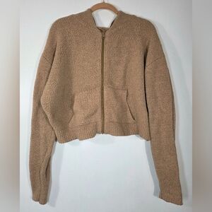 SKIMS COZY KNIT ZIP UP HOODIE.